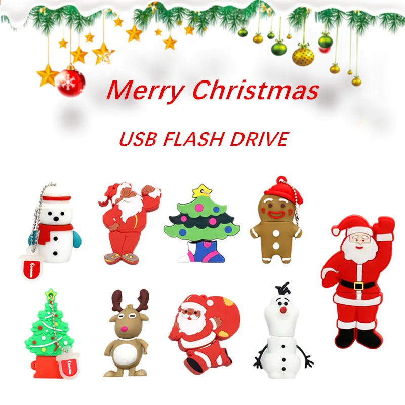 USB флэш-накопитель 128 ГБ полный спектр рождественских персонажей мультфильмов 4 ГБ 8 ГБ Флешка 16 ГБ 32 ГБ 64 ГБ необычный флеш-накопитель карта