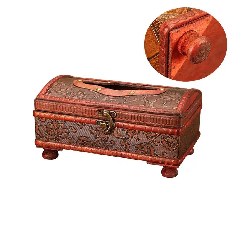 Wooden Tissue Box Holder Kitchen Tissue Box Organizer Desktop Napkin Case Paper Storage Box Decorative Crafts Container 3
