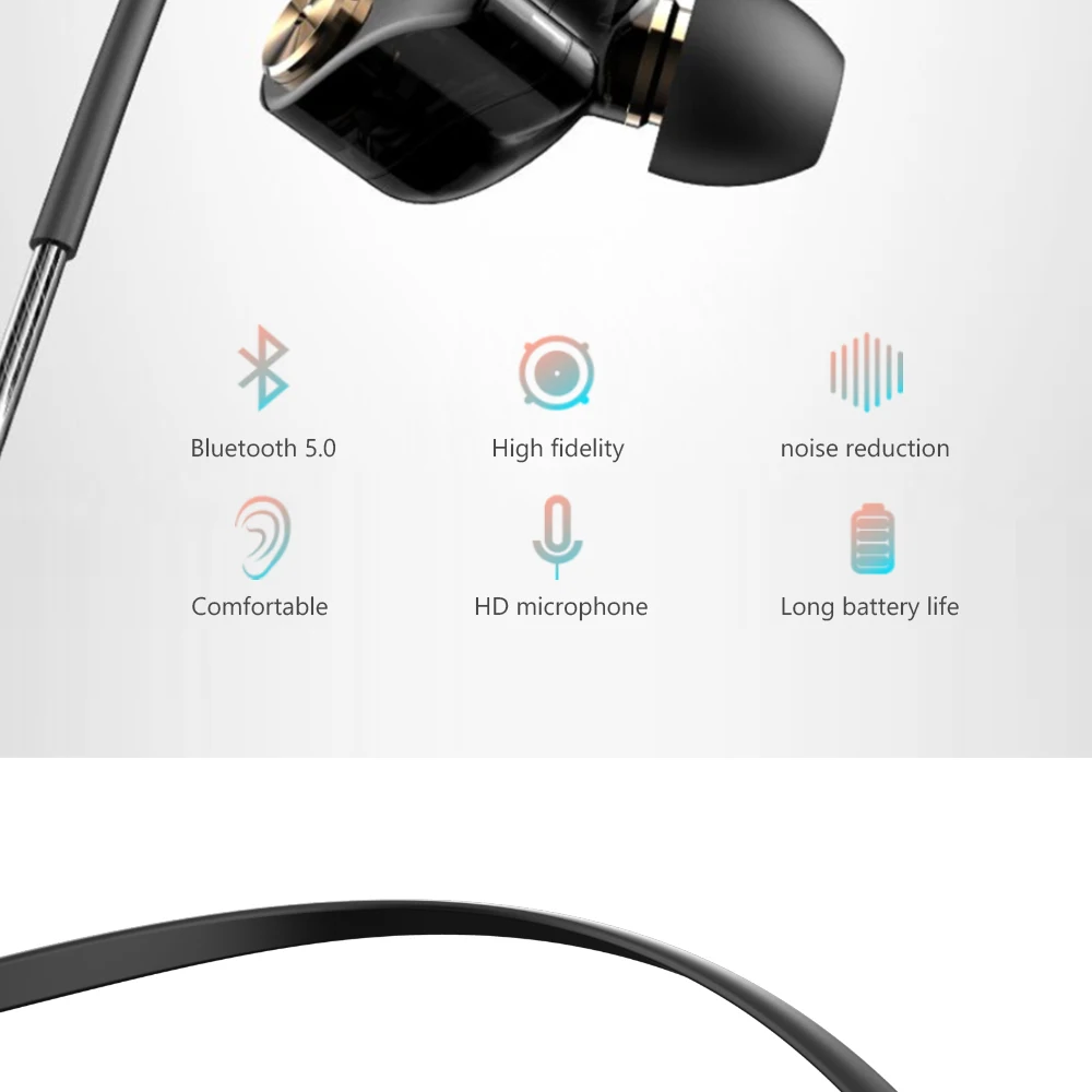 CBAOOO беспроводные Bluetooth V5.0 наушники 5D стерео гарнитура шейные спортивные наушники бас-вкладыши Наушники с микрофоном для всех телефонов