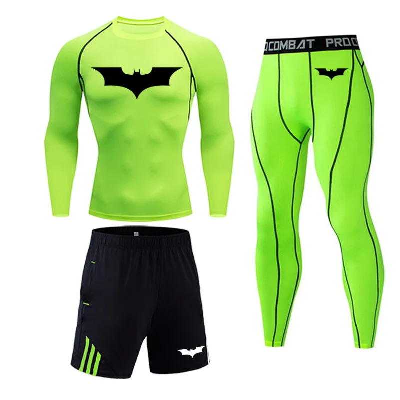 Мужской спортивный костюм Рашгард для MMA мужская быстросохнущая спортивная одежда Бэтмен компрессионная Одежда Фитнес тренировочный комплект термобелье