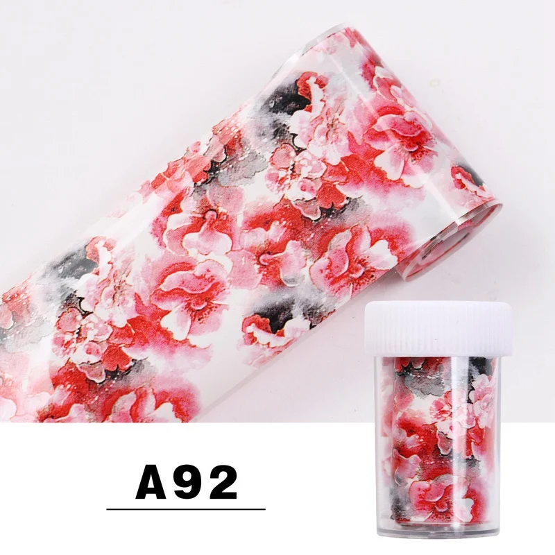 A92 Nail Foil 1 шт. голографический цветок Звездная Фольга для ногтей 4*100 см 33 цветной хрустальный камень переводная наклейка из фольги маникюрный набор Nailart украшения - Цвет: A92 Nail Foil