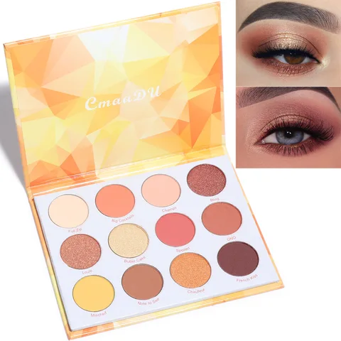 Professional 12Color Glitter Metallic Eye Shadow Diamond Sequined Eyeshadow Palette Matte Waterproof Makeup Cosmetics Kit