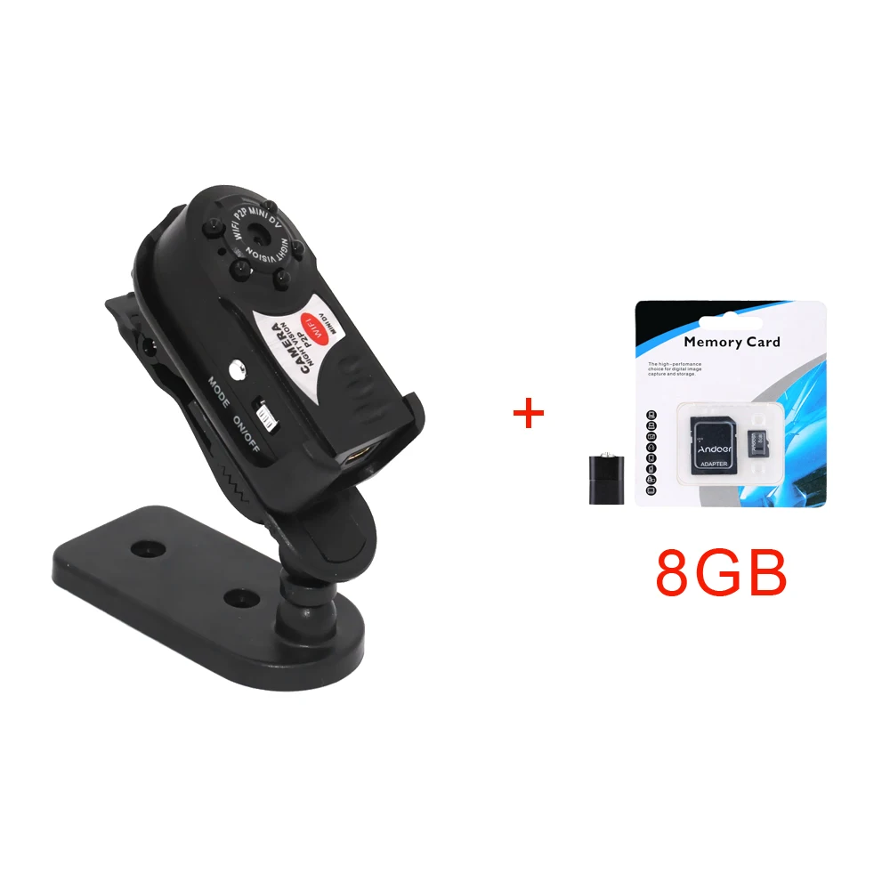 Q7 Wireless Night Vision Network Mini Camera Wifi Multi-function Micro Cam Network Monitoring - Цвет: With 8G TF Card