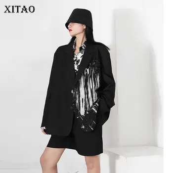 

XITAO 2020 Autumn New Printing Blazer Women Fashion Wild Loose Plus Size Winter Clothes Women Streetwear Trend Coat WJ1001