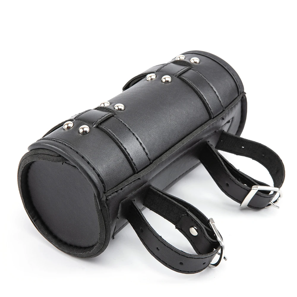 Universal Motorcycle PU Leather Tool Storage Bag Front Fork Roll Saddle Luggage Bags for Harley Bobber/Suzuki/Honda