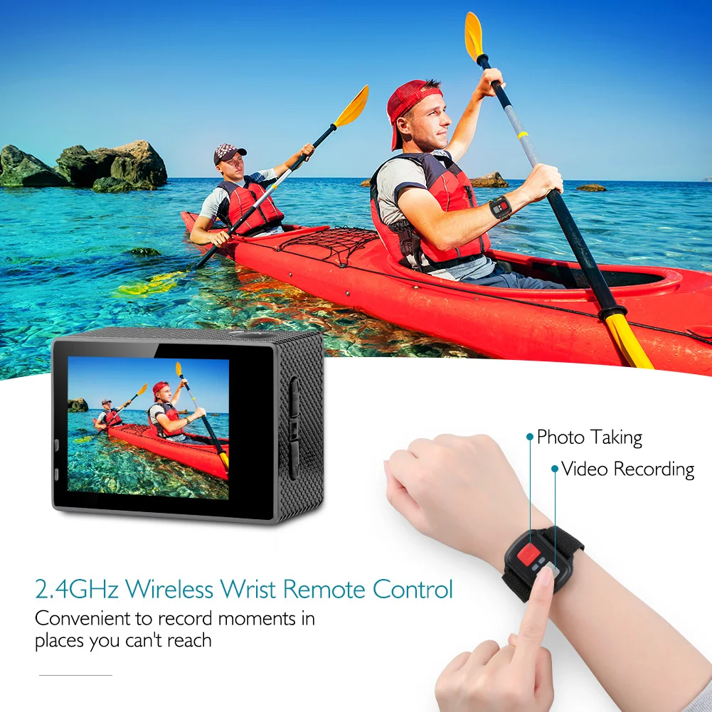 Dragon Touch 4K Action Camera 16MP Vision 3 Underwater Waterproof Camera 170 ° Wide Angle WiFi Sports Camera with Remote Control action camera deals