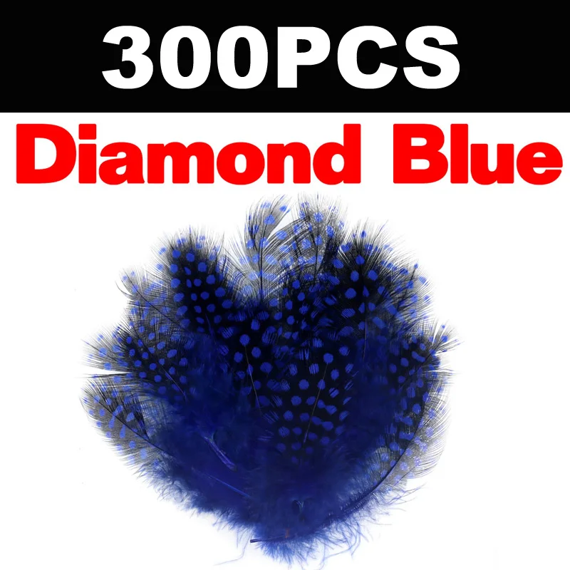 Vampfly 300 шт. Пятнистые Перья цесарки для лосося Steelhead мух хакле Связывание креветка-кальмар соленой воды напильники материал для изготовления - Цвет: 300pcs Diamond Blue