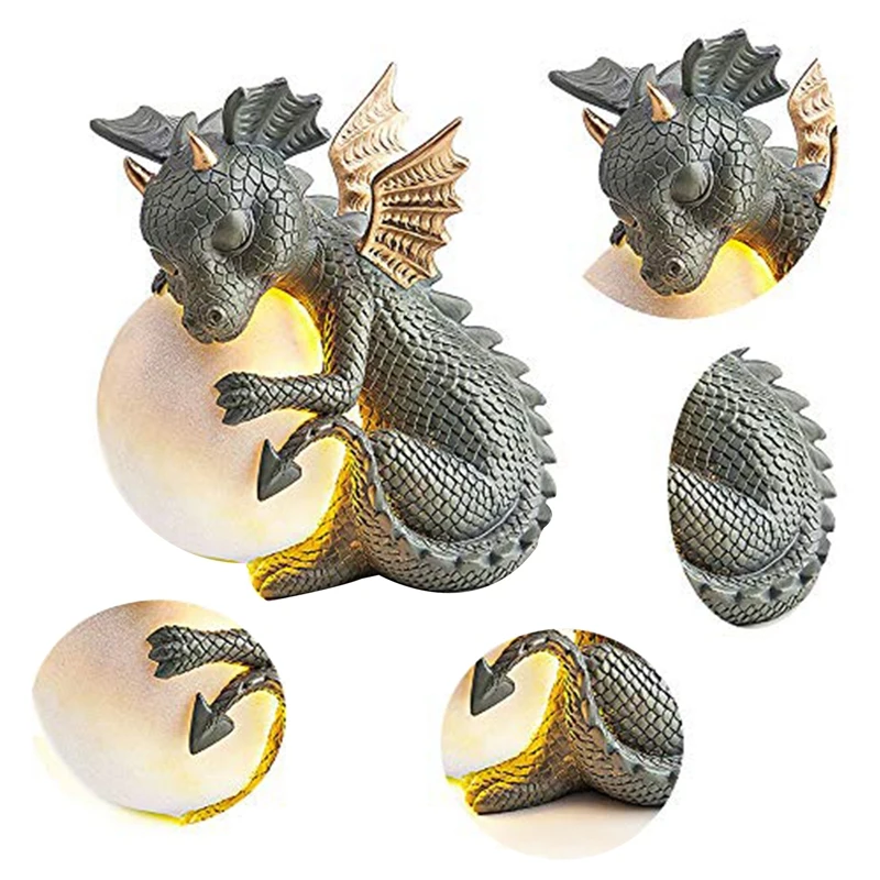 stackable storage boxes Little Dragon Hug Lamp Cute Resin Ornaments For Hug Dragon Boy Birthday Gift Solar Resin Decoration Desk Cute Miniature Garden storage bins