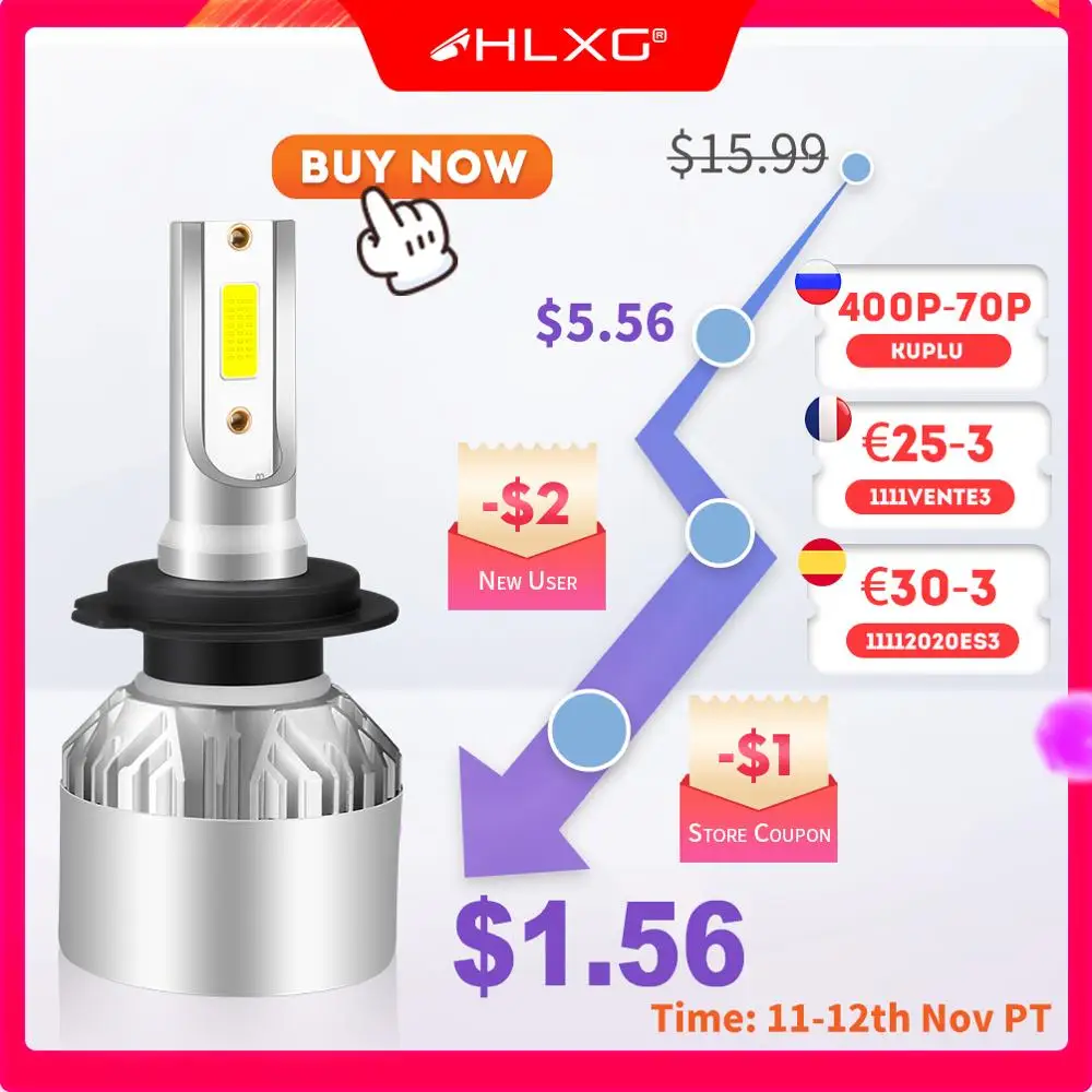 Hlxg-H4-LED-H7-H11-H8-HB4-H1-H3-9005-HB3