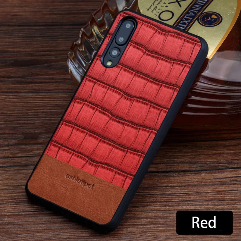Red Воловья кожа чехол для телефона Huawei Mate 9 10 20 Pro P10 P20 P30 lite крокодиловая текстура задняя крышка для Honor 8X9 10 чехол - Цвет: Red