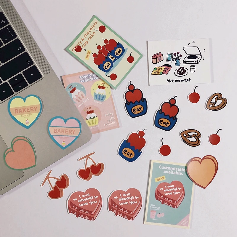 

20Pcs/Packs Cartoon Love Waterproof Pattern Sticker Hand Book Album Note Decoration Cherry Image DIY Personalise Stickers