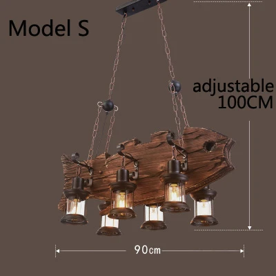 Ретро Бар промышленная ветровая люстра Лофт твердая древесина личность Ресторан Бар промышленный Кофейня промышленная люстра - Цвет корпуса: Model S