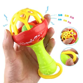 

1 Early Education Toy Baby Hand Bell ABS Teether Soft Rubber Baby Hand Bell Toy Fixed Teeth Fun Game (random Color) Baby Gifts