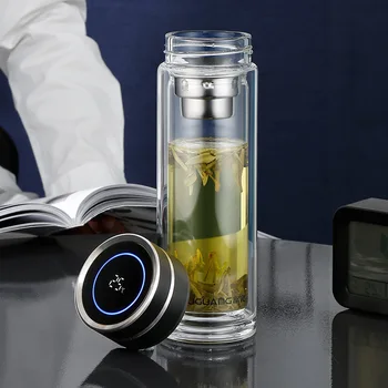 

FGA Intelligent Temperature Measurement Double Layer Glass Cup MEN'S AND WOMEN'S Portable Creative Trend Glass Tea Separation Te