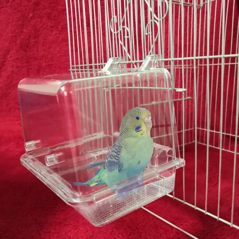 Птица ванная комната кормушка прозрачный акриловый попугай Паровозик Lovebird Ванна M68E