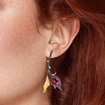 

GEM'S BALLET Handmade 925 Silver Gemstone Bud Drop Earring Jewelry Natural Garnet Flower Earrings for Women Love Poem Series