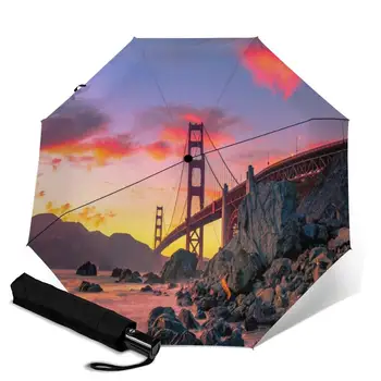 

Golden Gate Bridge creative men's and women's automatic three fold umbrella rainy day colorful fashion umbrella