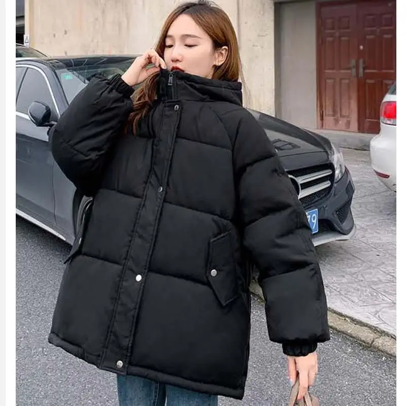 Women's Down Winter Jacket 2021 New Medium Long Coat Casual Fashion Warm Large Loose Hooded Overcoats Ladies' Zipper Parka lxunyi design ladies blazers women long 2022 spring new heavy tassels asymmetry medium long suit coat   high quality