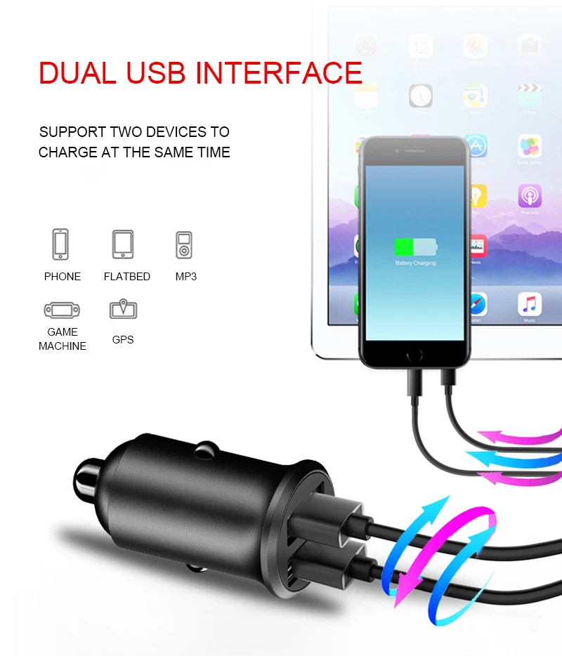 Быстрая зарядка двойной USB быстрая зарядка автомобильное зарядное устройство двойной USB Автомобильное зарядное устройство для мобильного телефона SAMSUNG XIAOMI автомобильные наклейки для автомобиля