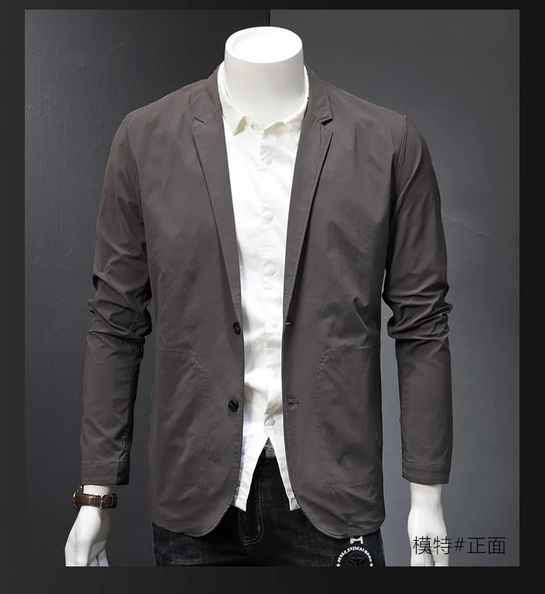 New Fashion Men Slim Autumn Suit Blazer Formal Business Male Suit Jacket Two Button Lapel Casual Long Sleeve Pockets Top