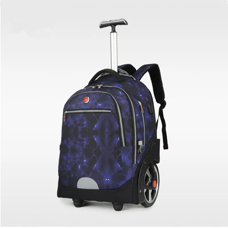 

2019 Large Wheels Climbing Stairs Useful Product Students Expandable Trolley Backpack Customizable Large-Volume Weight USB Charg
