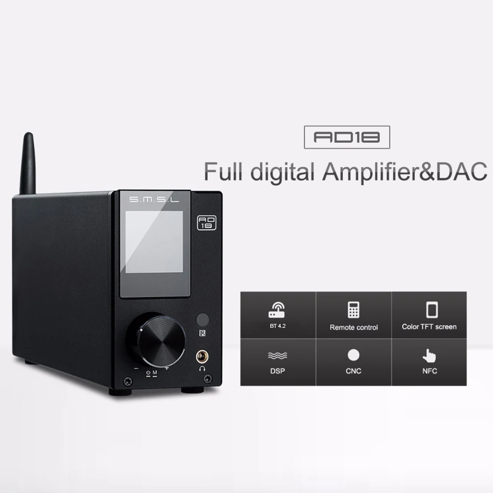 SMSL AD18 Hi Fi аудио стерео усилитель с Bluetooth 4 2 поддерживает Apt X USB DSP полный цифровой
