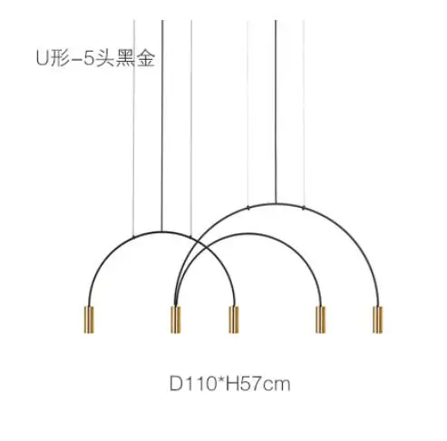 5 Lights gold Дизайн, светодиодный подвесной светильник для ресторана, золотой/черный металлический бар, Подвесная лампа для гостиной, светодиодный светильник, минималистичное освещение в лофте - Цвет корпуса: 5 Lights gold