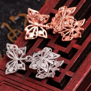 

1Pc 925 Sterling silver color Three Butterfly Charm Clasp Buckle For Bracelet Connector DIY Jewelry Finding 925203