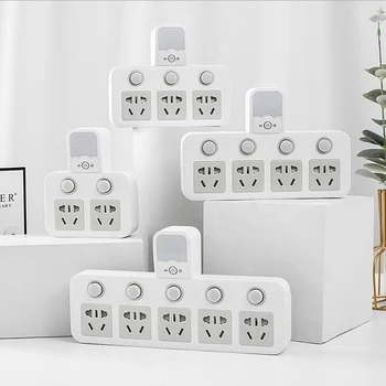 

Small Night Light Wall Power Adapter Socket Individual Switch Control 1 to 2 3 4 5 Ways Socket Charger Adapter for Home Office