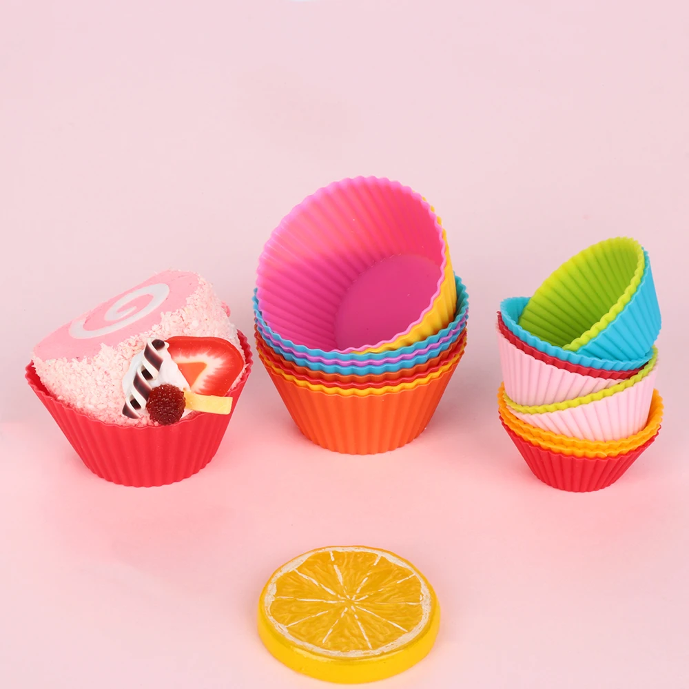 Baking Cup Cupcake Wrapper Paper Liner Mold Cake Cup DIY Pastry Tools Reusable Silicone Muffin Cases 12PCS