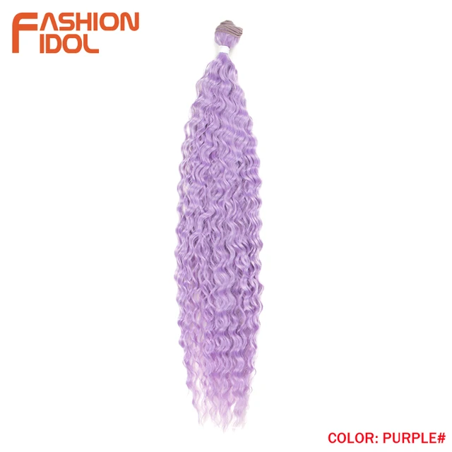 FASHION IDOL Loose Deep Wave Hair Bundles Extensions Ombre Hair Bundles 28-32Inch 120g Super Long Hair Synthetic Curly Wave Hair PURPLE