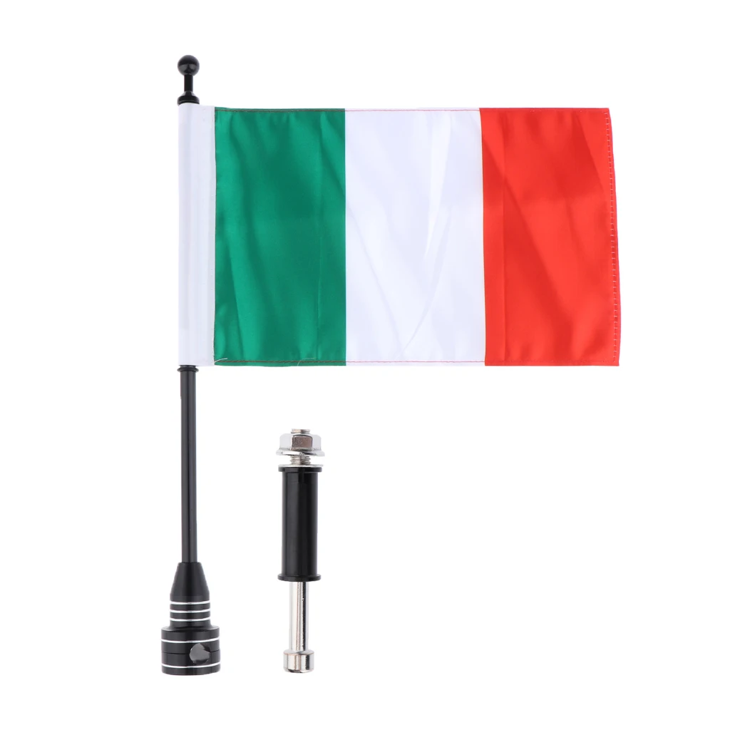 Motorcycle Rear Tail Luggage Rack Bracket Mount Steel Pole Italy Flag