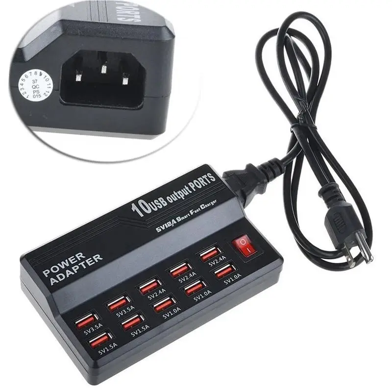 USB быстрая зарядка концентратор 10/12 портов 12А Смарт зарядная станция телефон Мобильный USB Зарядка samsung зарядное устройство планшет цифровой для iPhon T9J2