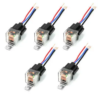 

5PCS 4 Wire Insulation Housing Green Pilot Lamp SPST JD2912 Car Relay 24VDC 80A