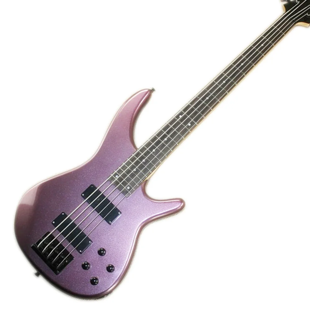 Purple Basswood Electric Bass Guitar 5 Strings with Rosewood Fretboard Customizable | Спорт и развлечения