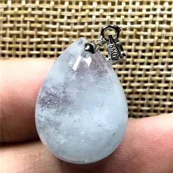 

Top Natural Blue Clear Aquamarine Pendant For Woman Man Crystal Silver 21x16x9mm Beads Water Drop Stone Fashion Jewelry AAAAA
