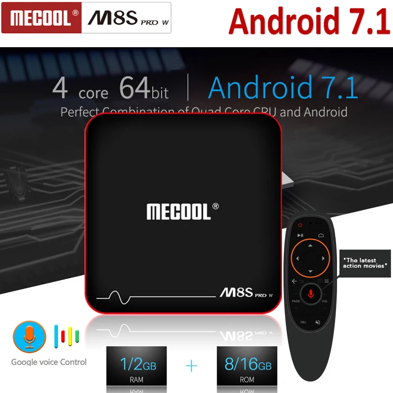 Android tv box M8s pro w Android 7,1 S905W поддержка HDR 4K H.265 2,4G wifi NETFLIX 2 Гб 16 Гб Google Play Медиаплеер smart tv box