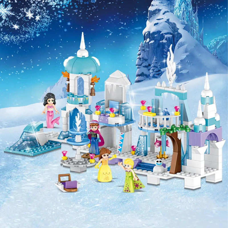 

4 In 1 Princess Mermaid Elsa Anna Ice Castle Model Building Blocks Kit Toys Compatible With LeFriends Girl Kids Gifts