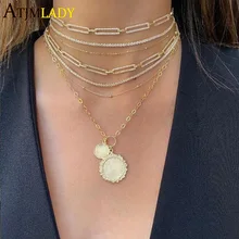 Рождественский подарок, уникальные женские ювелирные изделия, покрытые золотом, micro pave cz, безопасная цепочка, колье, ожерелье, 32+ 10 см, сексуальный слой