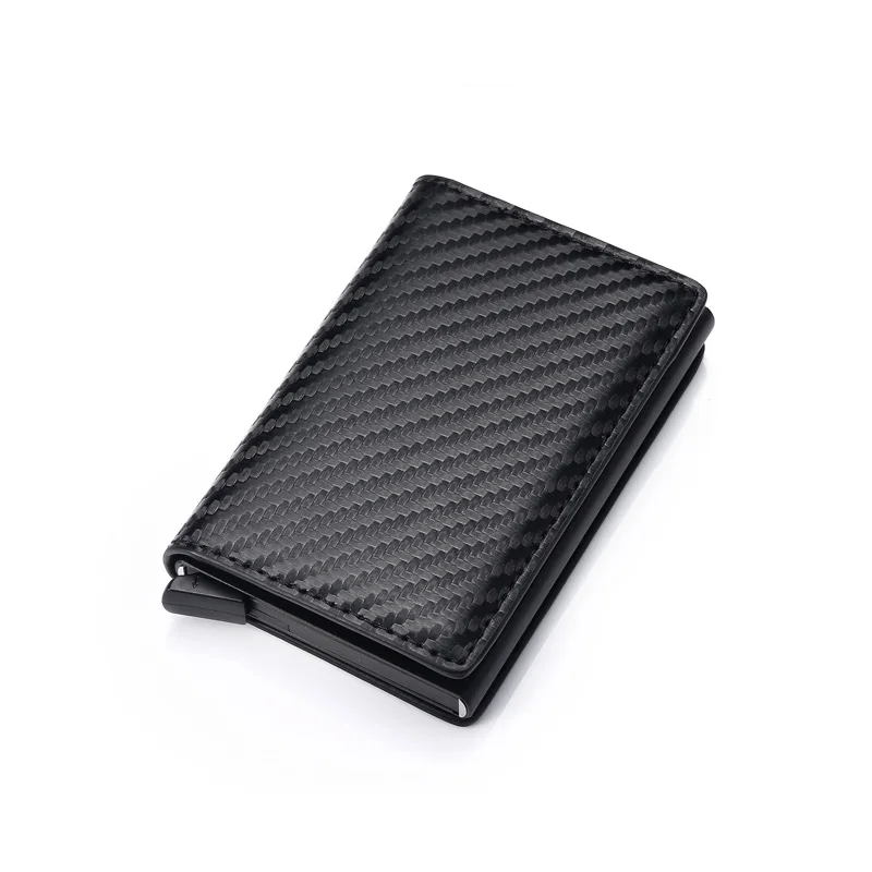 Carbon Fiber DIENQI Rfid держатель для карт, мужские кошельки, сумка для денег, Мужской винтажный черный короткий кошелек, маленькие кожаные тонкие кошельки, Мини кошельки, тонкие - Цвет: Carbon Fiber