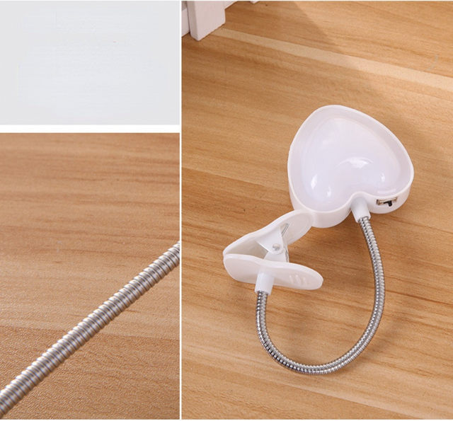 Mini Love Heart Clip Desk Lamp LED Book Light Lamps Reading Book Desk Keyboard Light Eyes-Protect Energy Save Night Lights
