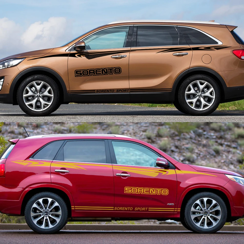 2 шт. для KIA Sorento автомобильные наклейки гоночные спортивные боковые полосы авто виниловые наклейки стильный тюнинг Стайлинг автомобильные аксессуары