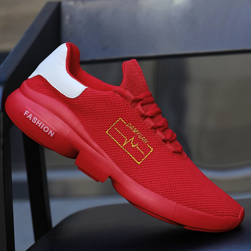 Damyuan new lace up comfortable stretch mesh men's shoes outdoor jogging, walking, ventilating and high quality sneakers