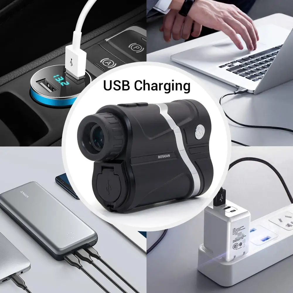Лазерный дальномер для гольфа 1500 м usb зарядка Авто фокус дальномер 7X с блокировкой флага, непрерывное сканирование, 5 режимов с бесплатной батареей