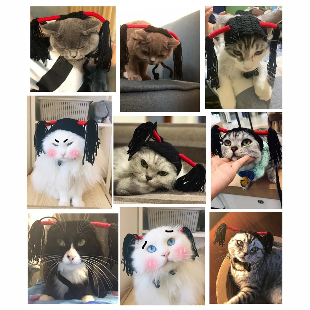 Рождественский Кот парик для собак Хэллоуин парики кошка смешная собачка шапка Забавный Праздничный Поставки голова питомца поставка