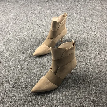 

Boots Women Zapatos De Mujer Pointed Toe Botas Mujer Thin Heels Women Shoes Elastic Band Boots Sexy Ankle Boots Slip On