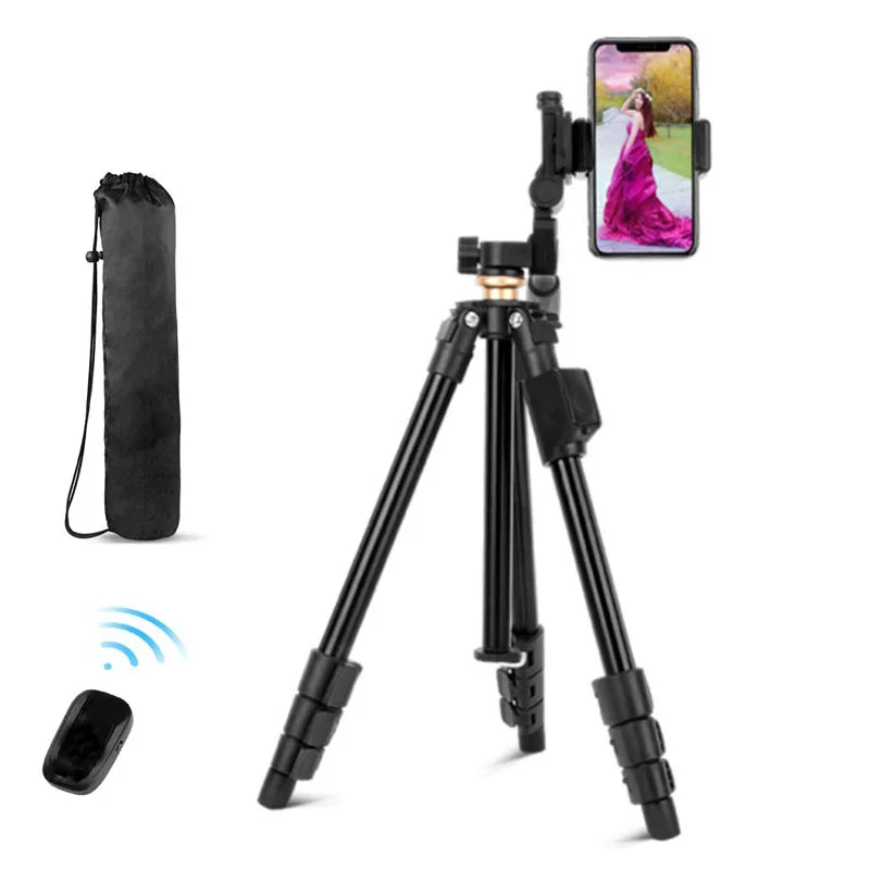 Q160A Phone Tripod Camera Tripod with Travel Bag Wireless Remote and Phone Holder Compatible with Cameras Cell Phones Smartphone