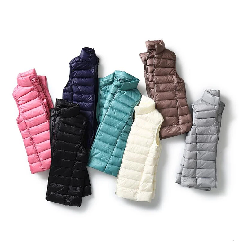 Autumn and Winter Down Vest Women's Short Ultra-light Duck Down Jacket Windproof Vest Warm Women's Sleeveless Jacket 3