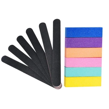 

6pcs 100/180 Grit Double-faced Nail Files and 6pcs Nail Buffer Blocks for Manicure Pedicure Nail Polishing random color