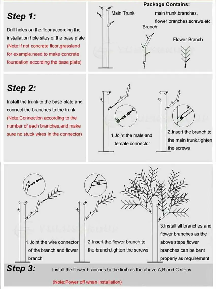 864 LEDs 6 feet 1.8M height LED cherry tree LED Christmas tree lights waterproof 110 220VAC white outdoor